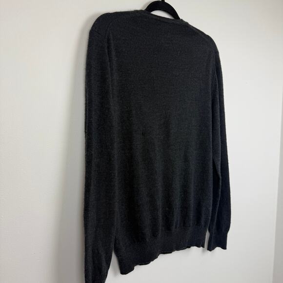 Calvin Klein Mens Long Sleeve Ribbed V-Neck Merino Wool Dark Grey Sweater Medium - Picture 6 of 9